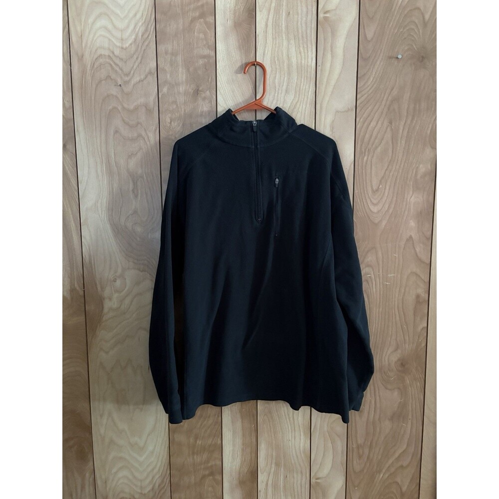 LL Bean Mens XL Tall Black Quarter Zip Fleece Pullover Chest Pocket